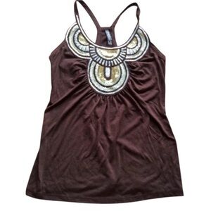 Charlotte Russe Brown Sequence Embellish Tank Top Small